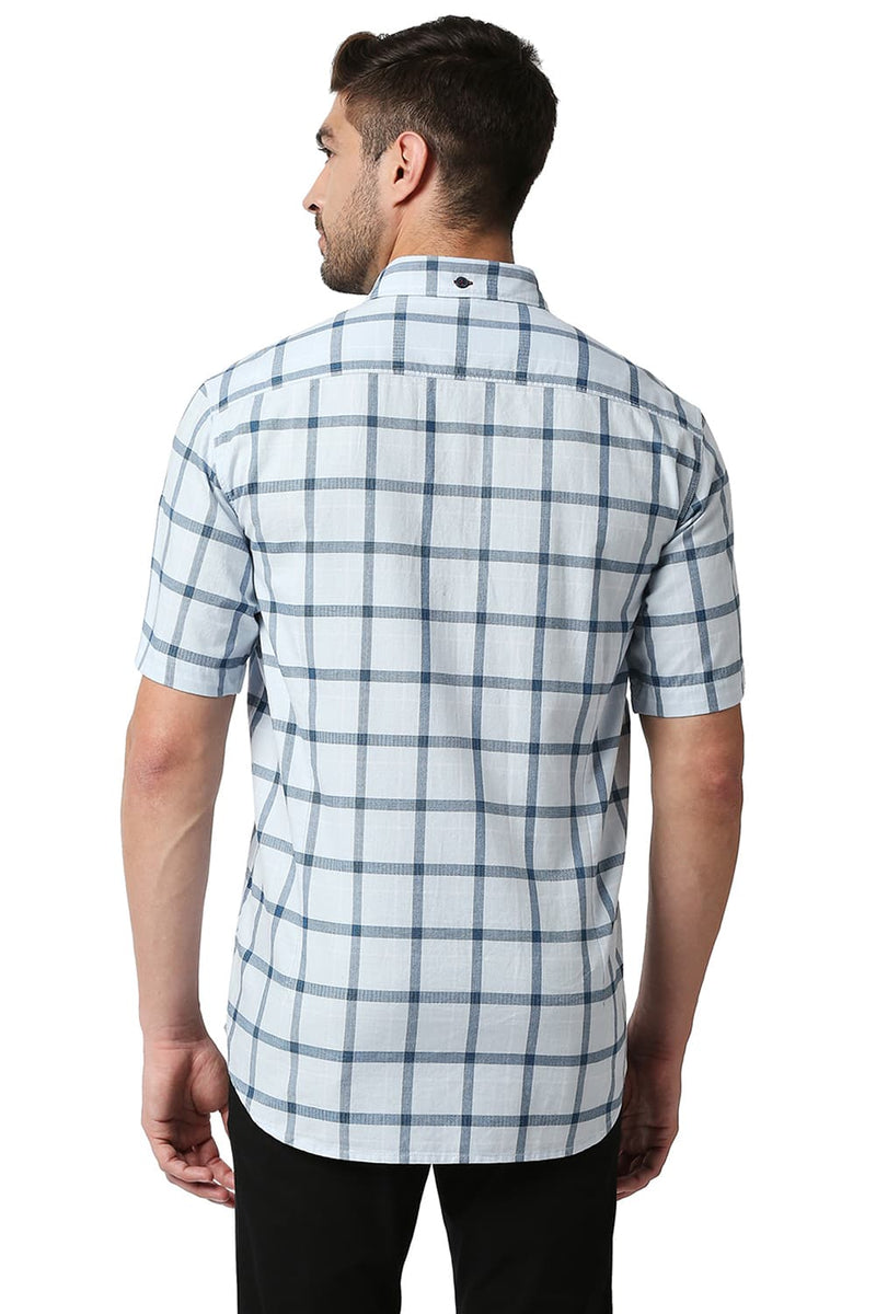 BASICS SLIM FIT TWILL CHECKS HALFSLEEVES SHIRT HALFSLEEVES SHIRT