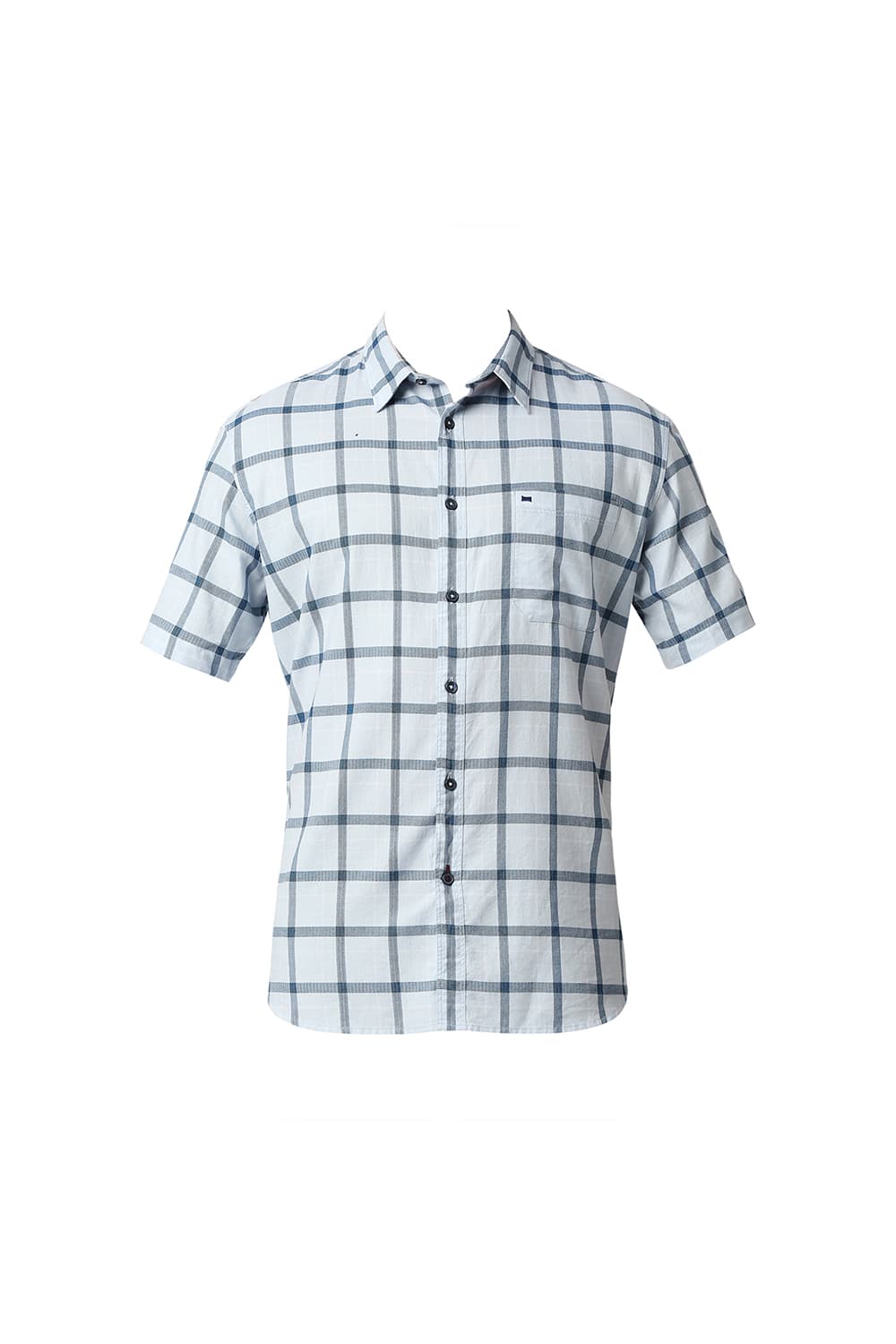 BASICS SLIM FIT TWILL CHECKS HALFSLEEVES SHIRT HALFSLEEVES SHIRT