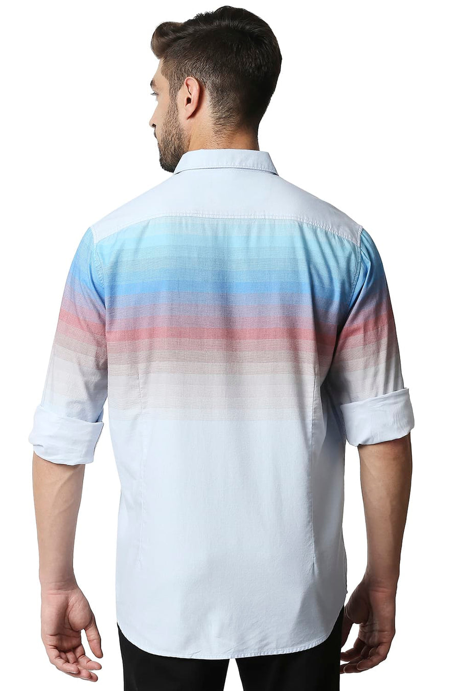 BASICS SLIM FIT NORSE BLUE TWILL ENG WEFT STRIPE SHIRT