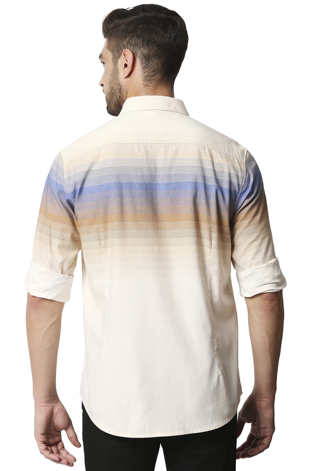 BASICS SLIM FIT TWILL ENG WEFT STRIPE SHIRT