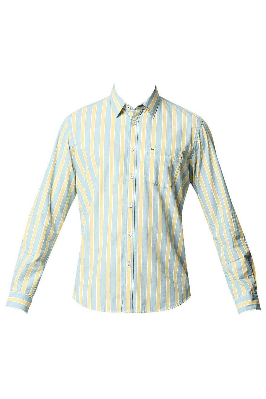 BASICS SLIM FIT DUSKY CITRON YELLOW STRIPE SHIRT