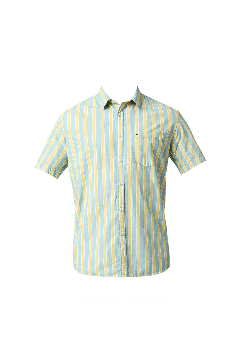 BASICS SLIM FIT STRIPE HALFSLEEVES SHIRT