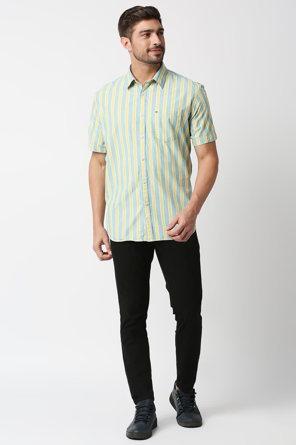 Slim Fit Stripe Halfsleeves Shirt