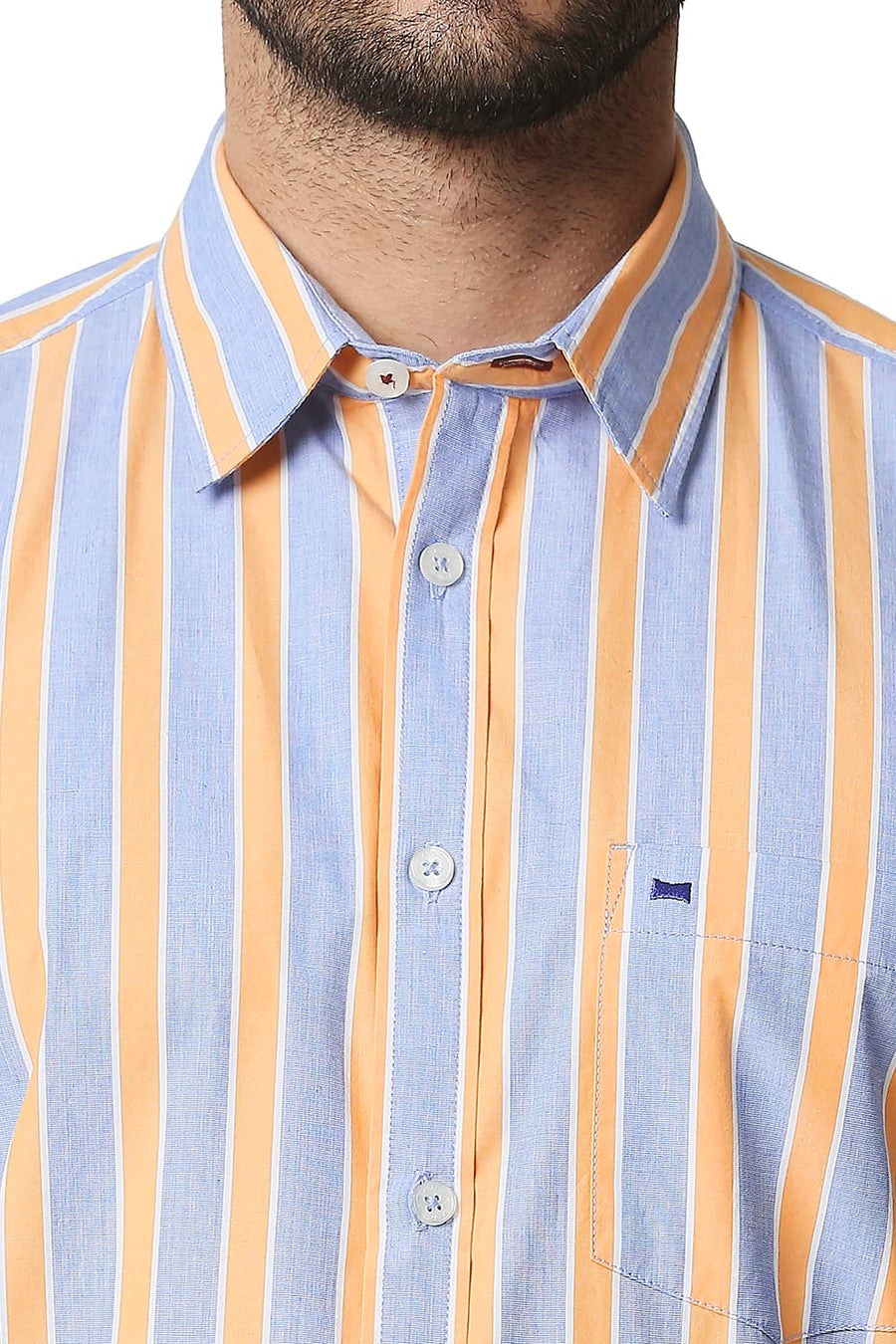 BASICS SLIM FIT ORANGE MUSK STRIPE SHIRT