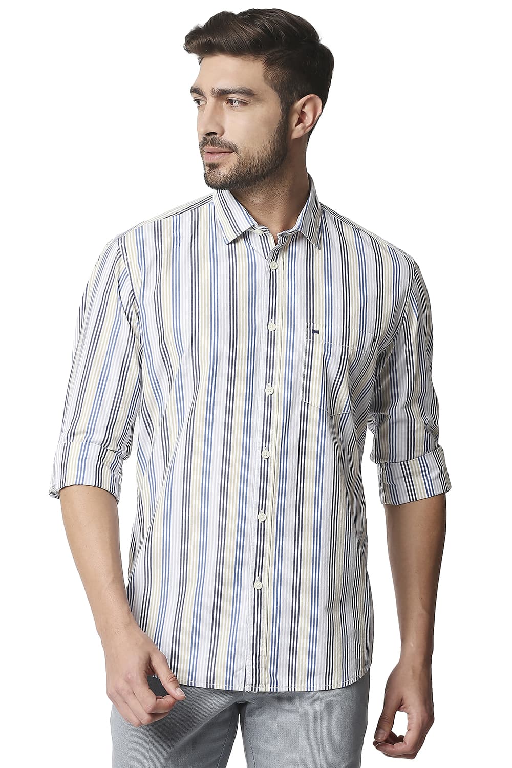 BASICS SLIM FIT STRIPE SHIRT