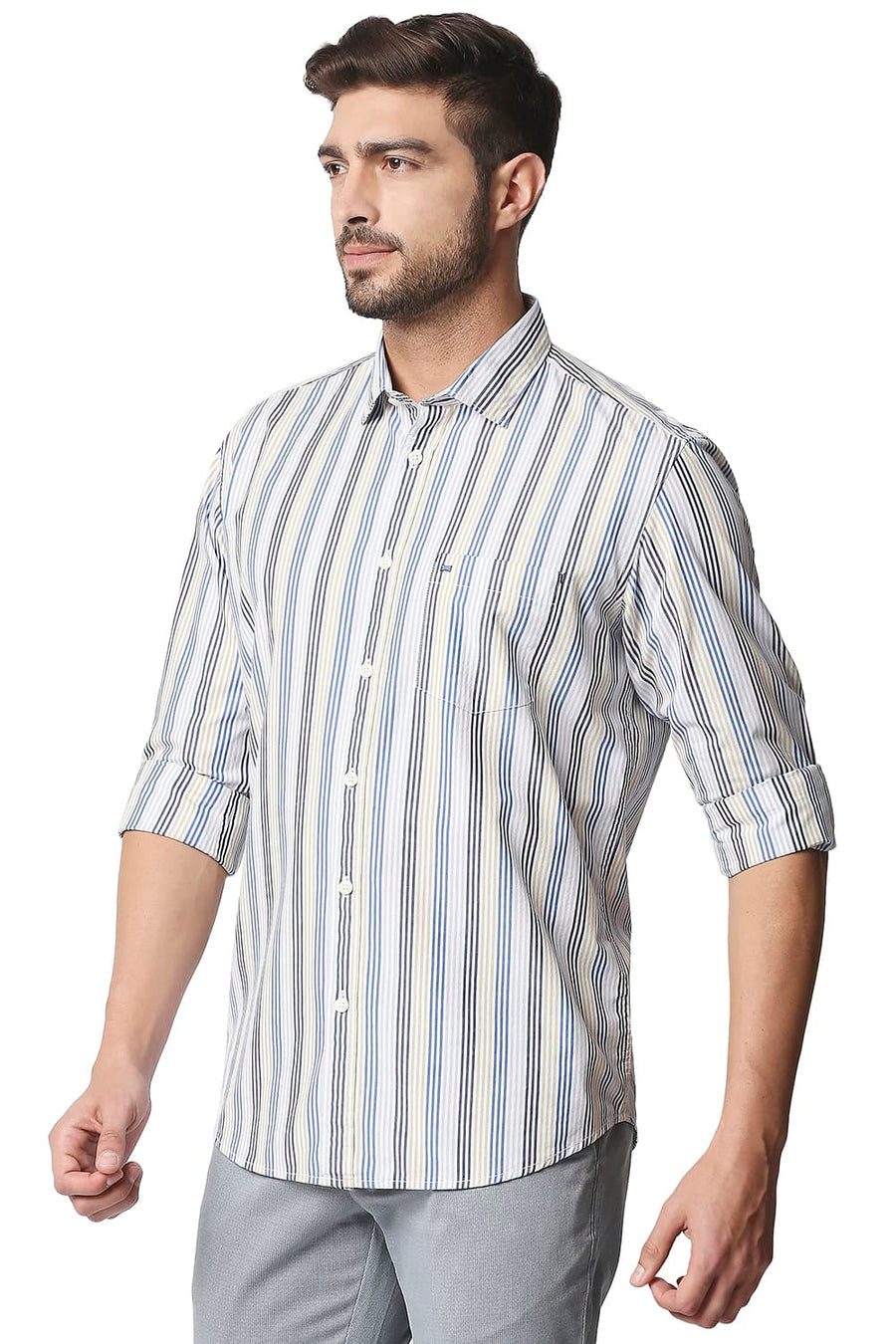 BASICS SLIM FIT DAPHNE BLUE STRIPE SHIRT