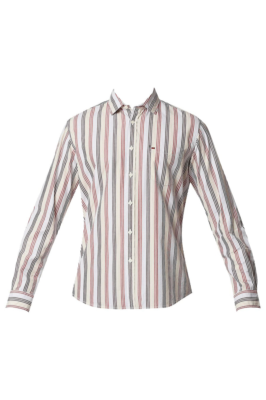 BASICS SLIM FIT POMPEIAN RED STRIPE SHIRT
