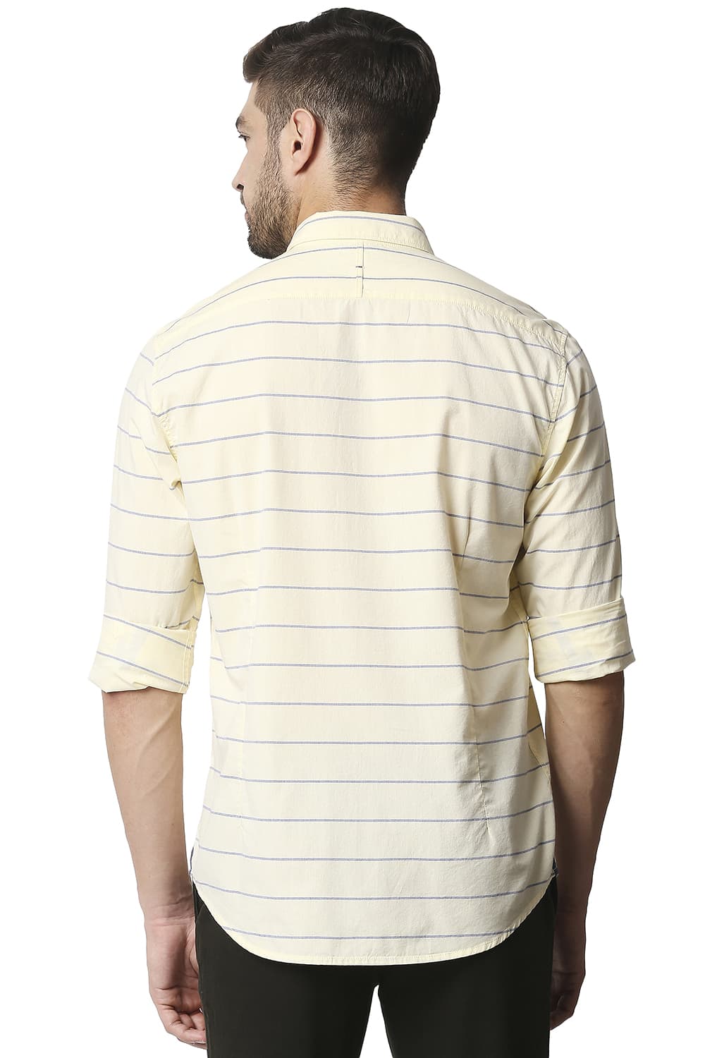 BASICS SLIM FIT WEFT STRIPE SHIRT