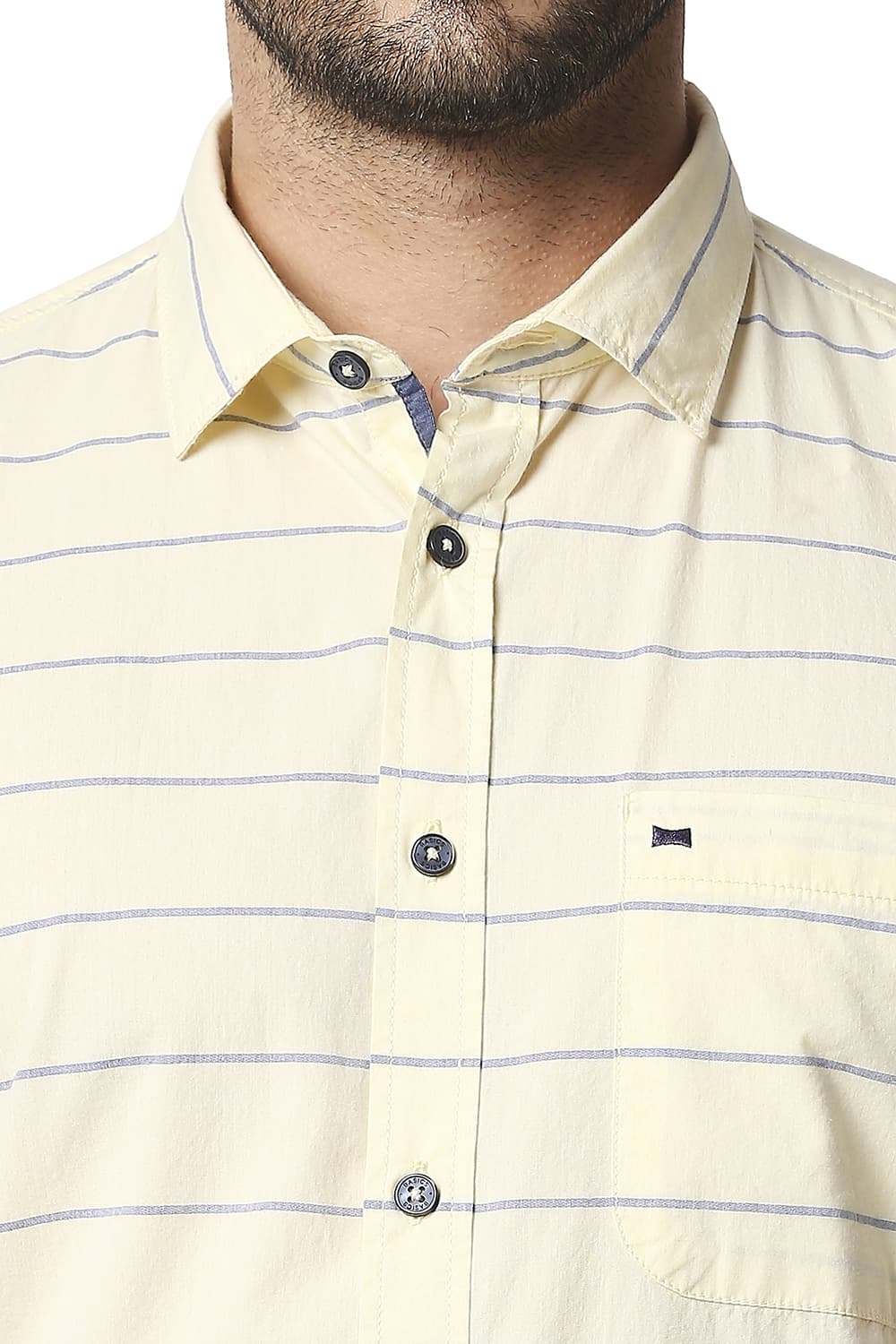 BASICS SLIM FIT WEFT STRIPE SHIRT