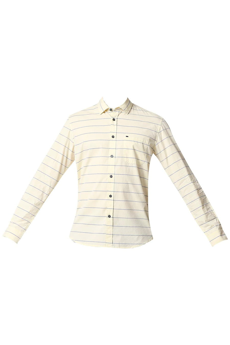 BASICS SLIM FIT ANISE FLOWER YELLOW WEFT STRIPE SHIRT