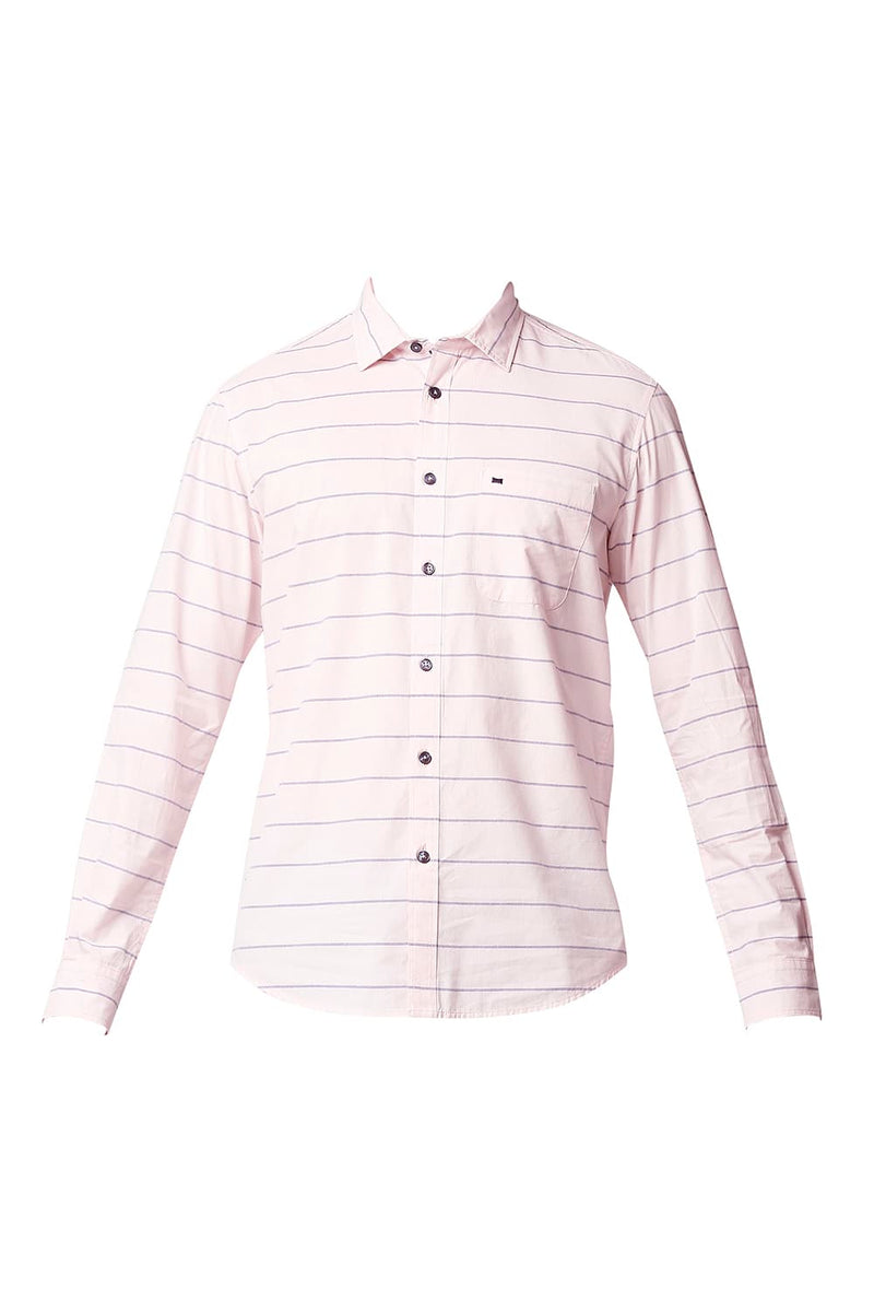 BASICS SLIM FIT WEFT STRIPE SHIRT