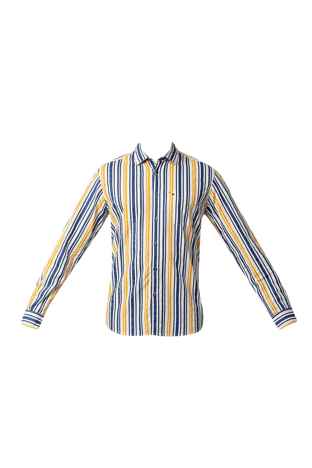 BASICS SLIM FIT POPLIN PRINT STRIPE SHIRT