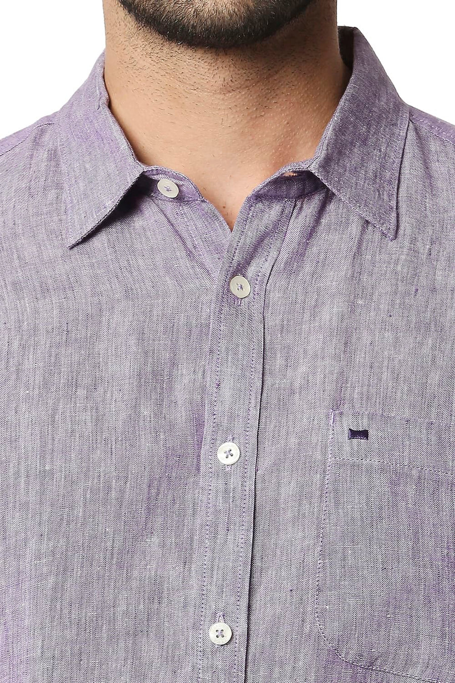 BASICS SLIM FIT PURPLE HAZE LINEN SHIRT