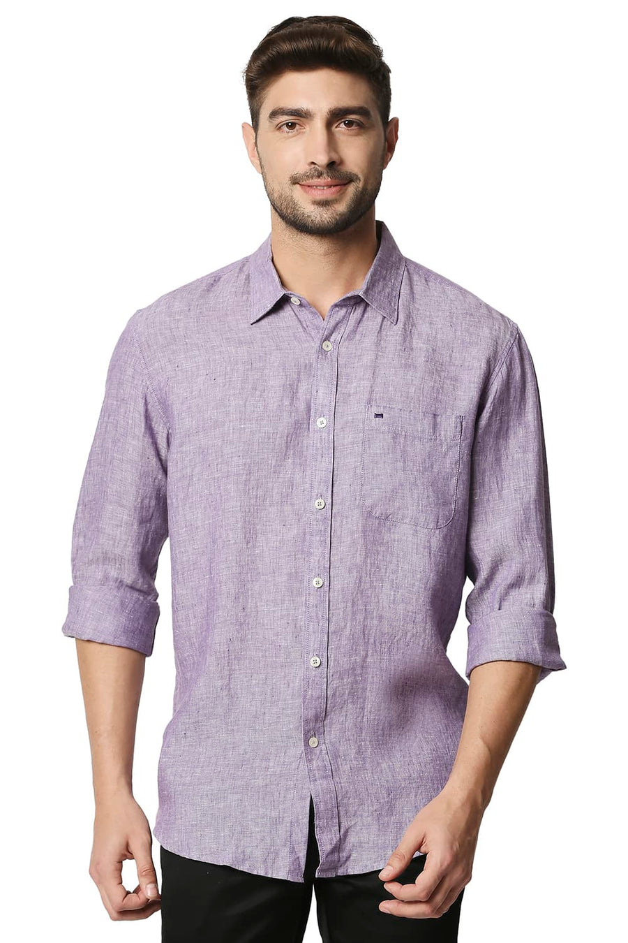 BASICS SLIM FIT PURPLE HAZE LINEN SHIRT