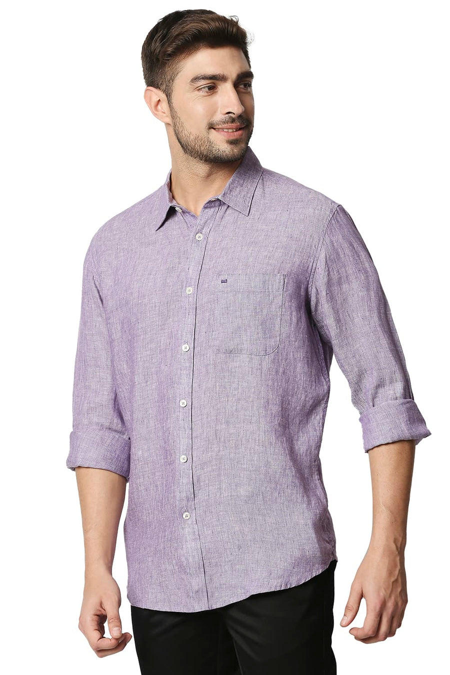 BASICS SLIM FIT PURPLE HAZE LINEN SHIRT