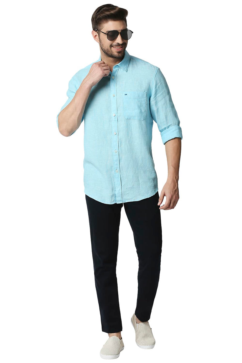 BASICS SLIM FIT LINEN SHIRT