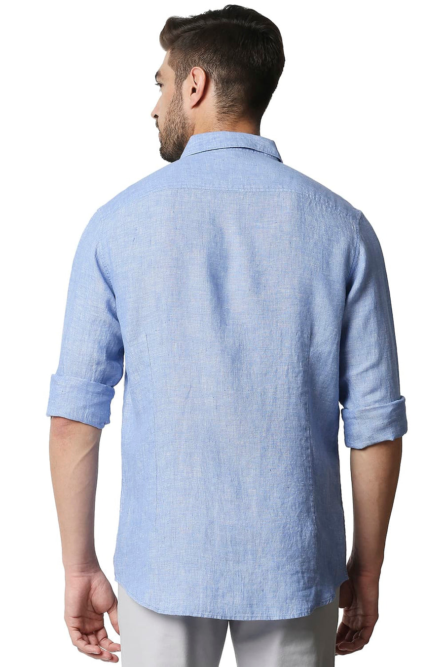 BASICS SLIM FIT PROVENCE BLUE LINEN SHIRT
