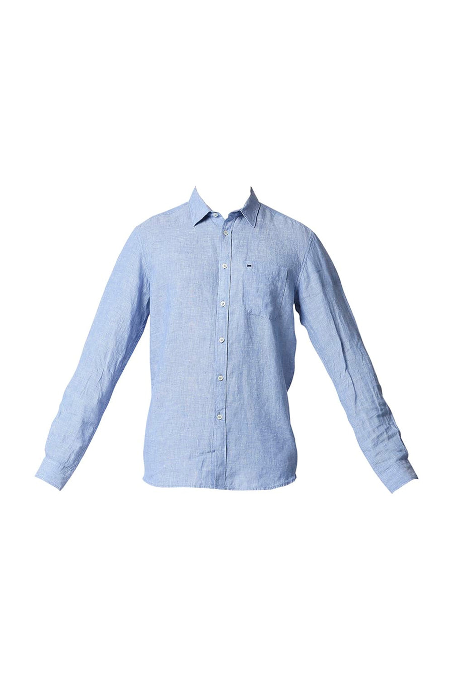 BASICS SLIM FIT PROVENCE BLUE LINEN SHIRT