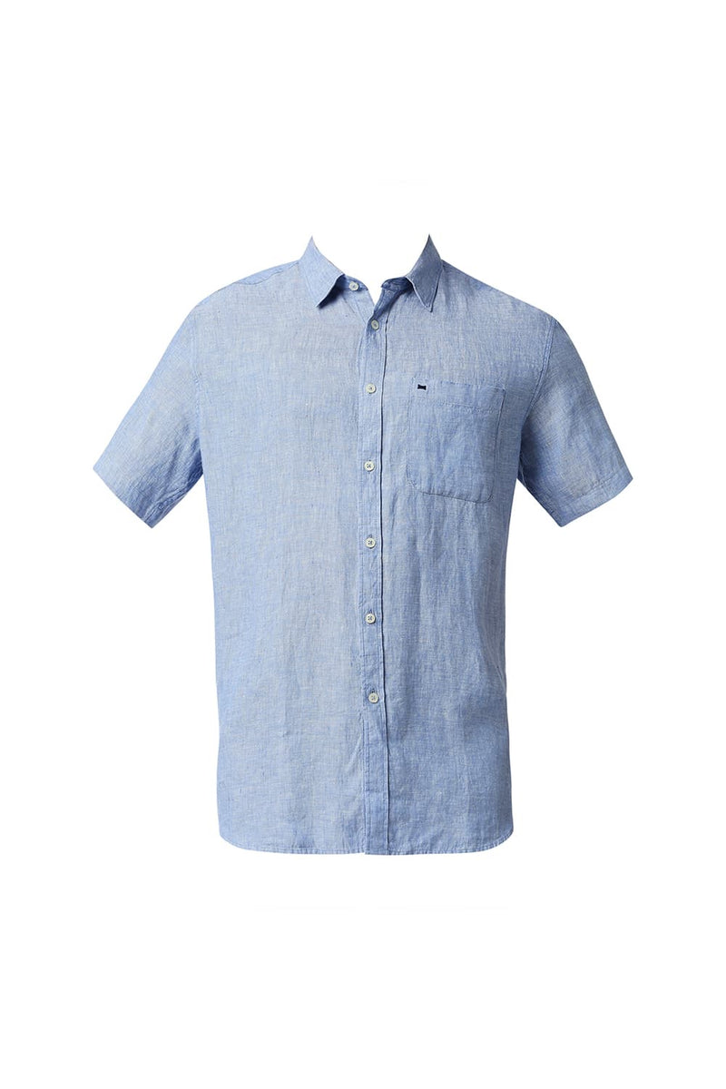 BASICS SLIM FIT LINEN HALFSLEEVES SHIRT