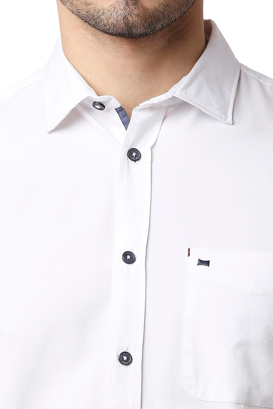 BASICS SLIM FIT CLOUD WHITE OXFORD PRINTED SHIRT