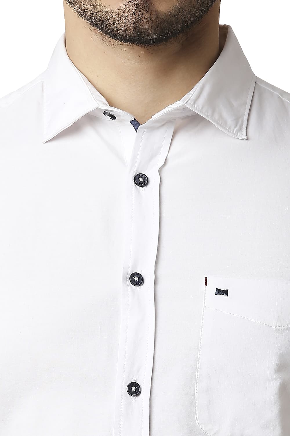 BASICS SLIM FIT OXFORD PRINTED HALFSLEEVES SHIRT