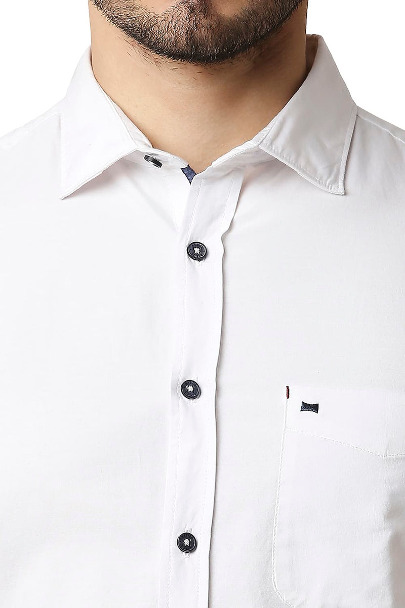 BASICS SLIM FIT OXFORD PRINTED HALFSLEEVES SHIRT