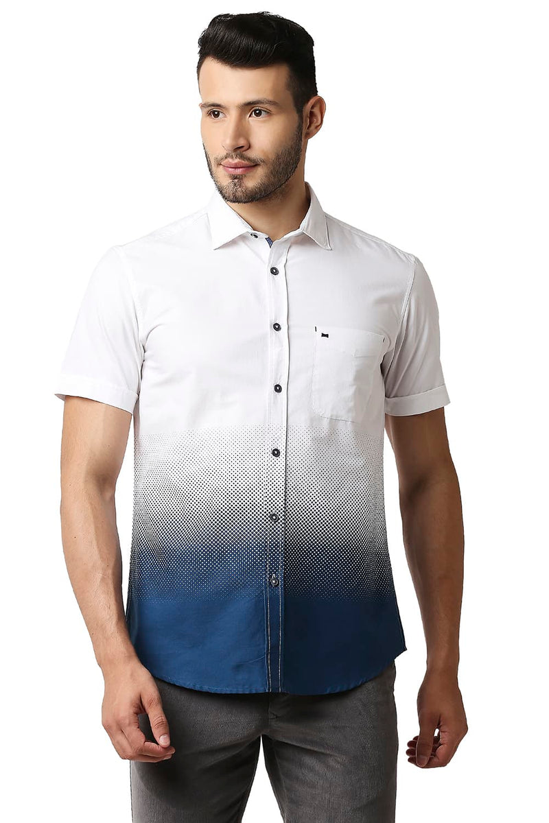 BASICS SLIM FIT OXFORD PRINTED SHIRT