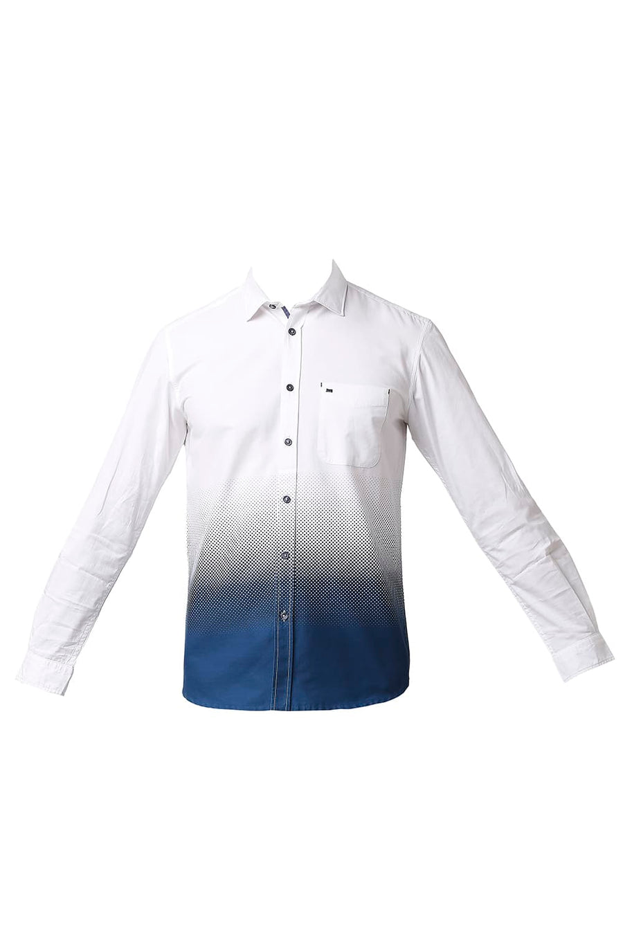 BASICS SLIM FIT CLOUD WHITE OXFORD PRINTED SHIRT