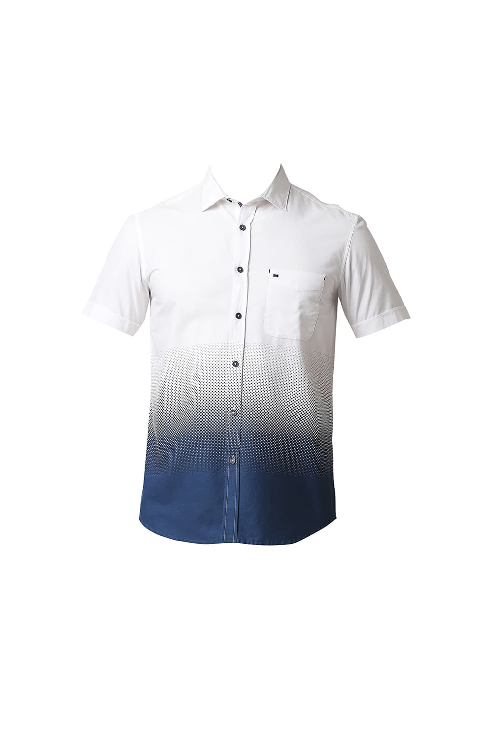 BASICS SLIM FIT OXFORD PRINTED HALFSLEEVES SHIRT