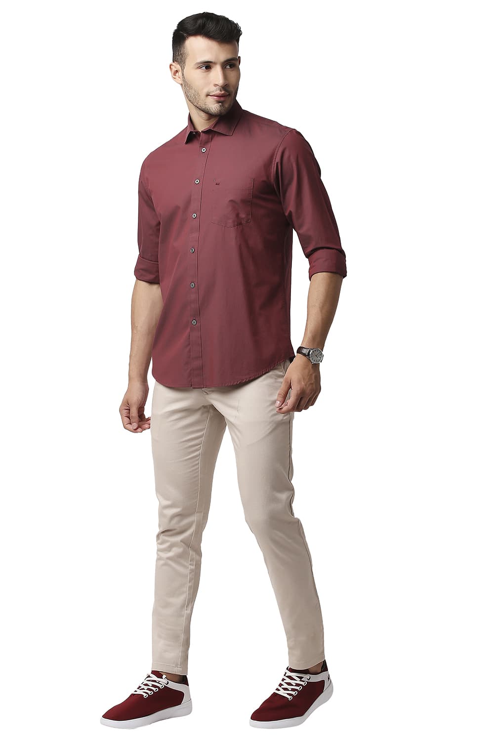 BASICS SLIM FIT TWO TONE CHAMBRAY SHIRT