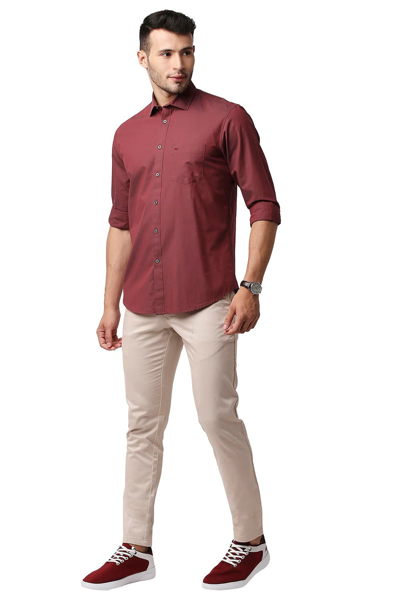 BASICS SLIM FIT TWO TONE CHAMBRAY SHIRT