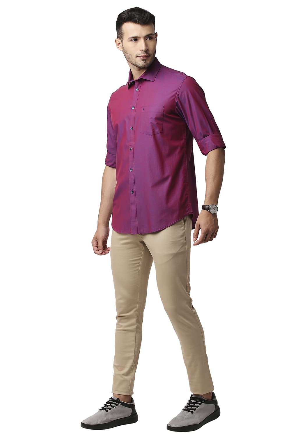 BASICS SLIM FIT TWO TONE CHAMBRAY SHIRT