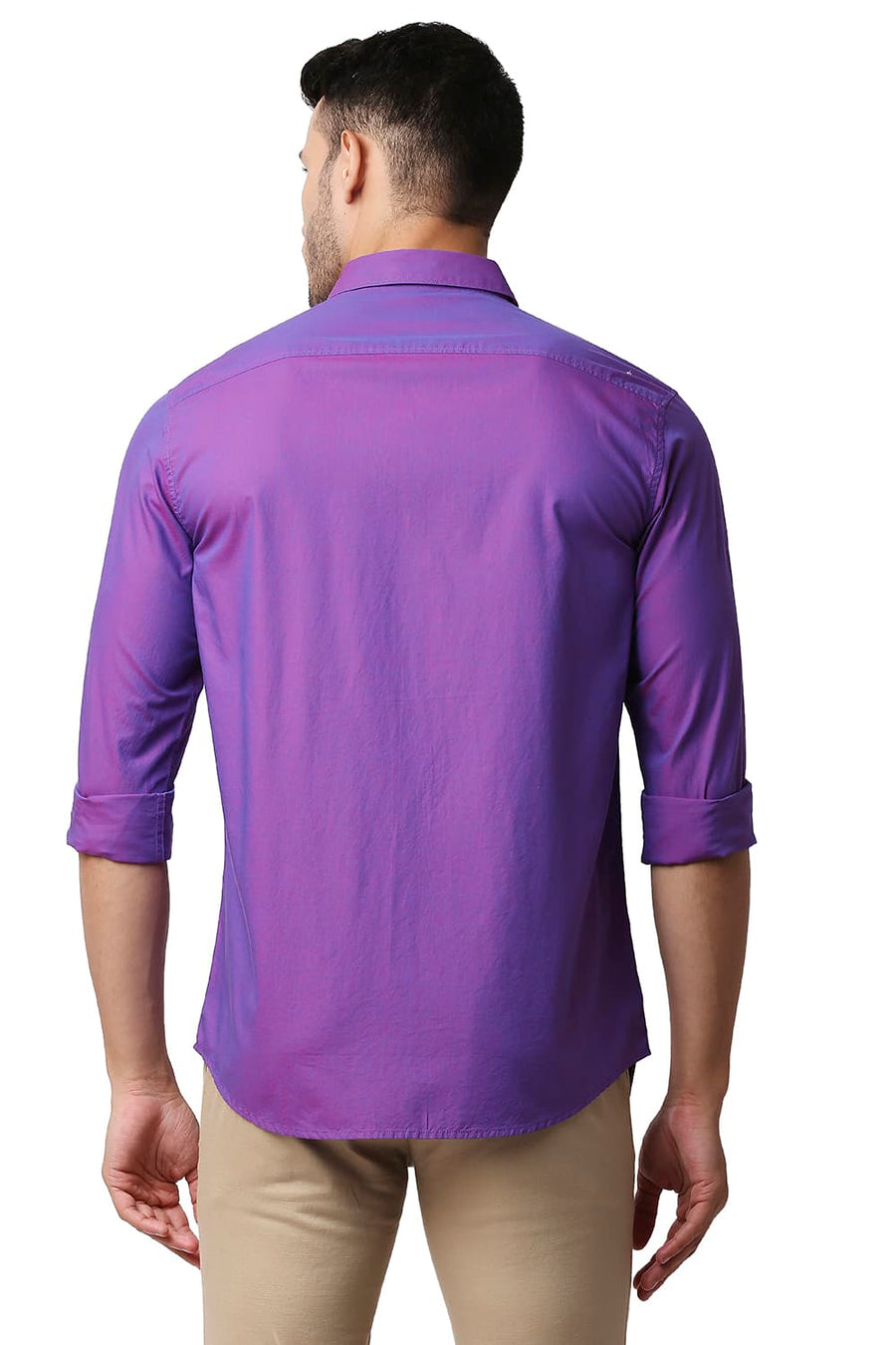 BASICS SLIM FIT PASSION PURPLE TWO TONE CHAMBRAY SHIRT