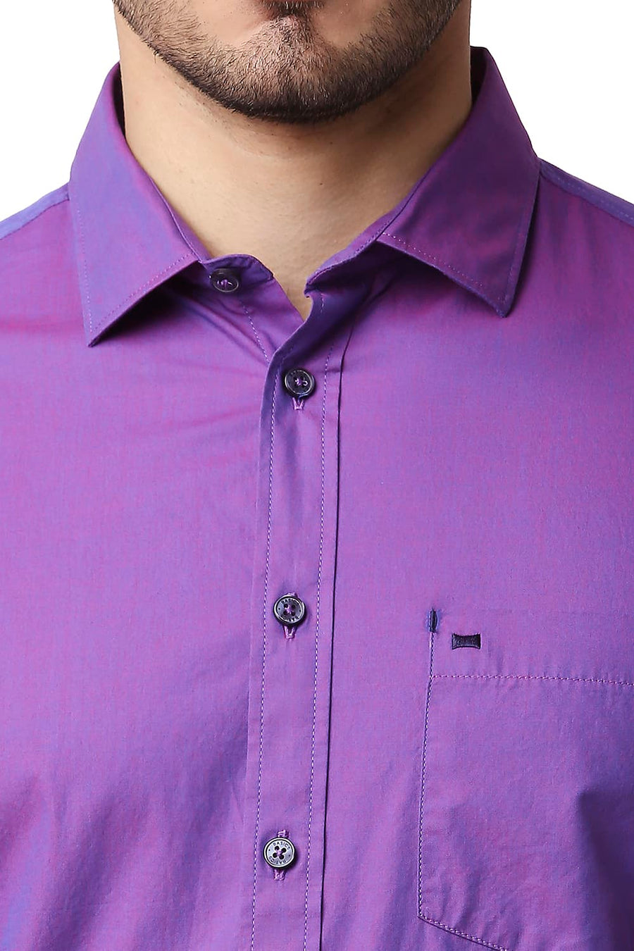 BASICS SLIM FIT PASSION PURPLE TWO TONE CHAMBRAY SHIRT