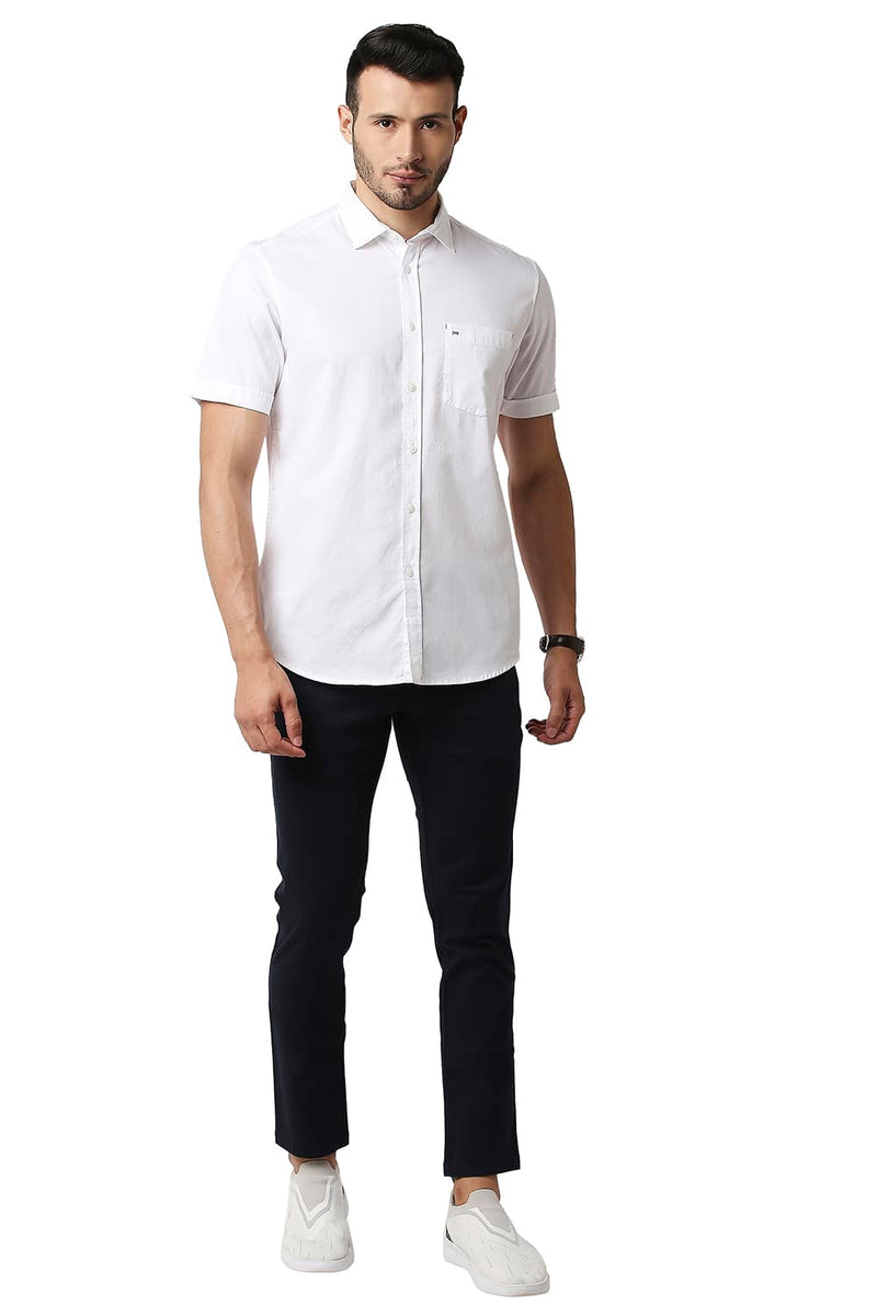 BASICS SLIM FIT CREPE HALFSLEEVES SHIRT