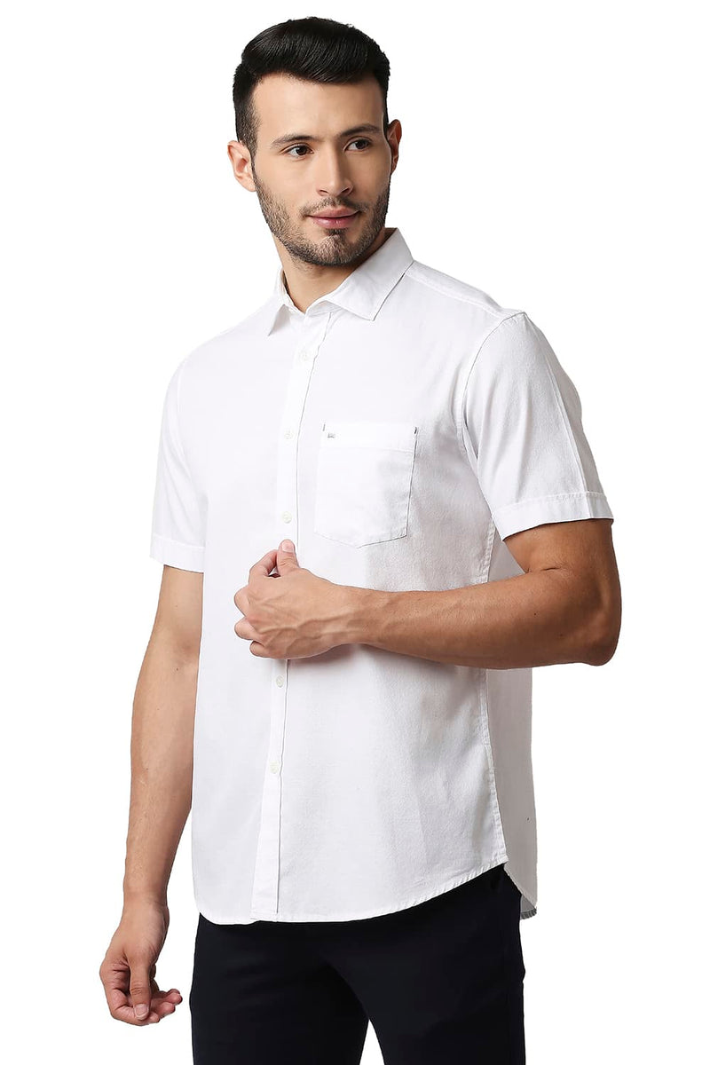 BASICS SLIM FIT CREPE HALFSLEEVES SHIRT