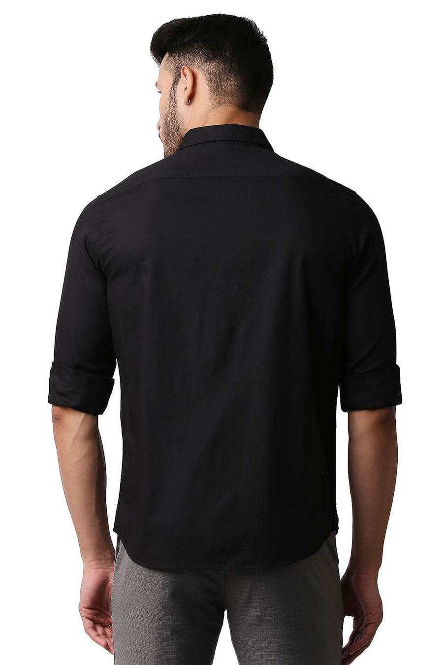 BASICS SLIM FIT NIGHT BLACK CREPE SHIRT