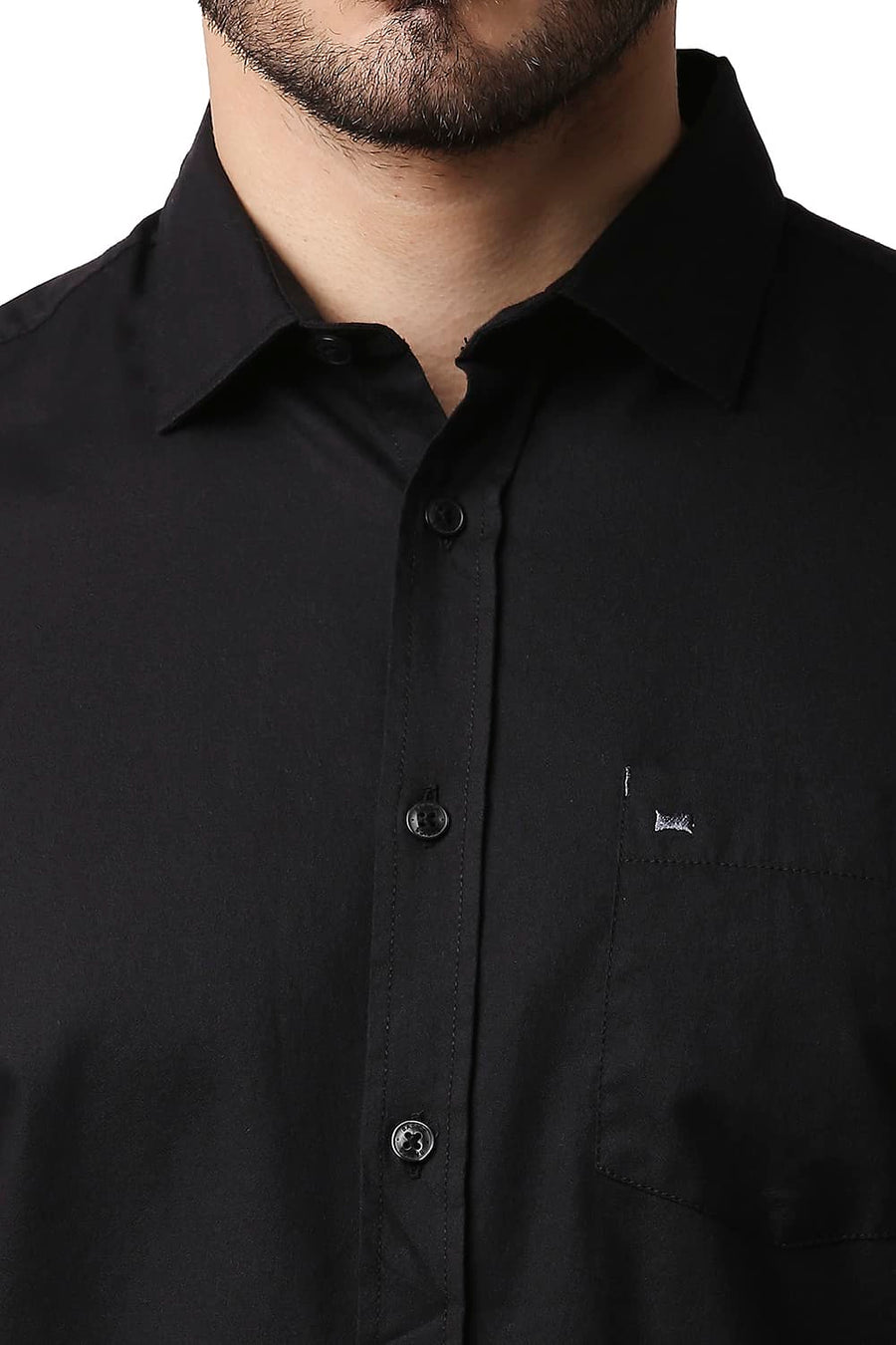 BASICS SLIM FIT NIGHT BLACK CREPE SHIRT
