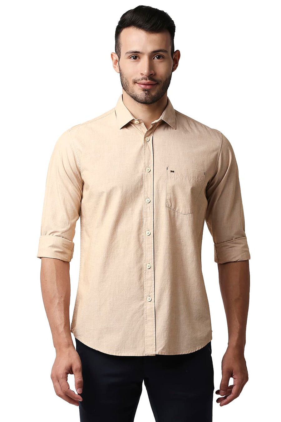 BASICS SLIM FIT MELLOW BEIGE FIL-A-FIL SHIRT