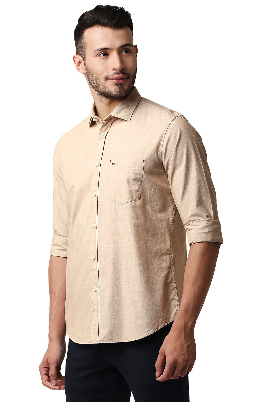 BASICS SLIM FIT MELLOW BEIGE FIL-A-FIL SHIRT