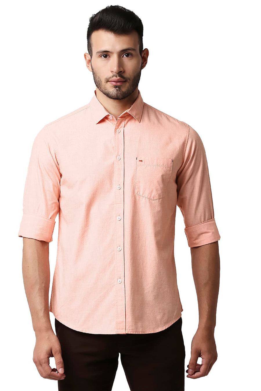BASICS SLIM FIT ORANGE PARAFAIT FIL-A-FIL SHIRT
