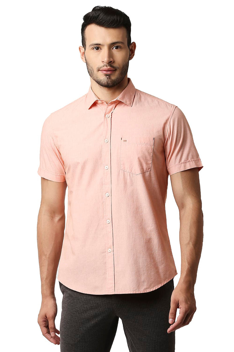 BASICS SLIM FIT FIL-A-FIL HALFSLEEVES SHIRT