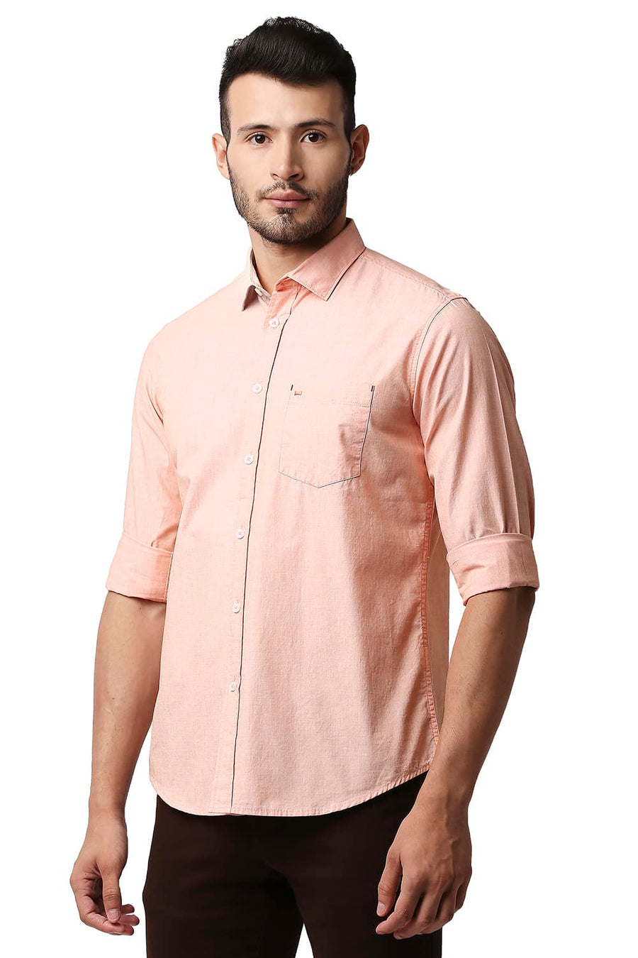 BASICS SLIM FIT ORANGE PARAFAIT FIL-A-FIL SHIRT