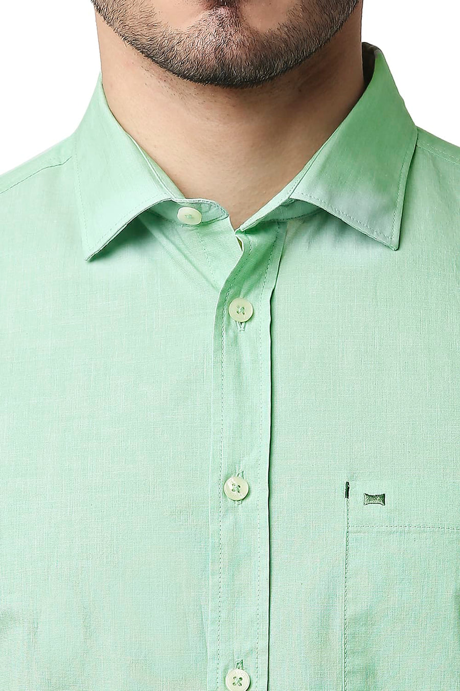 BASICS SLIM FIT GREEN ASH FIL-A-FIL SHIRT