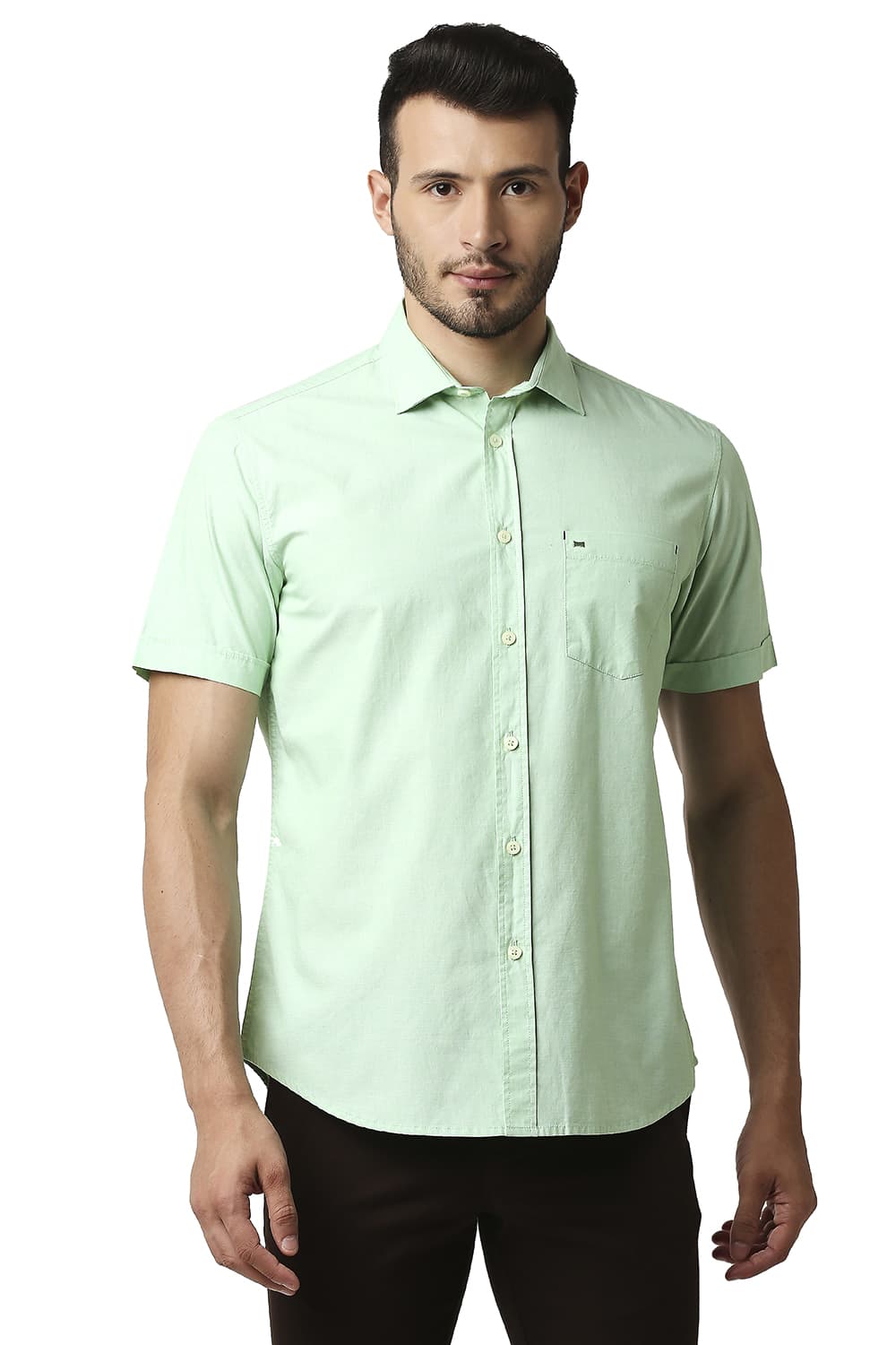 BASICS SLIM FIT FIL-A-FIL HALFSLEEVES SHIRT