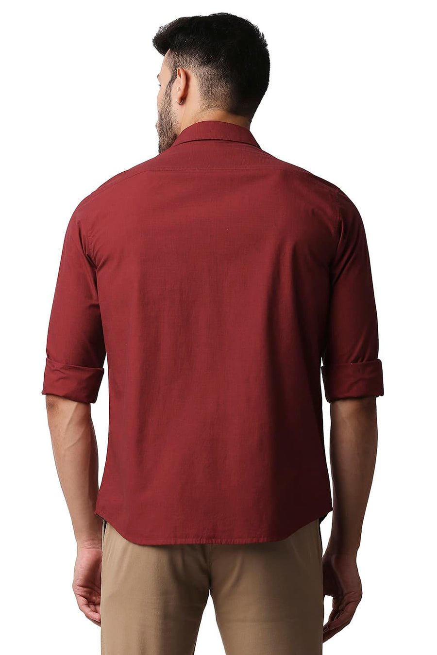 BASICS SLIM FIT SALSA RED FIL-A-FIL SHIRT