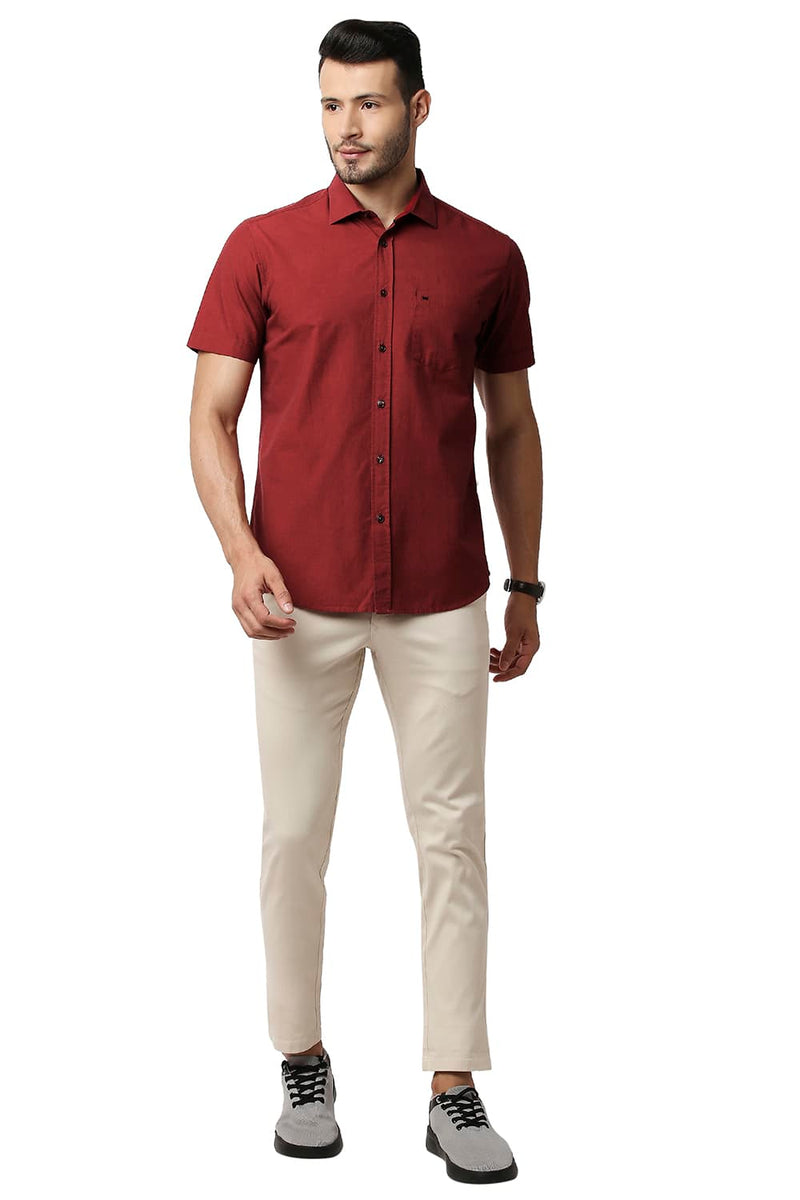 BASICS SLIM FIT FIL-A-FIL HALFSLEEVES SHIRT