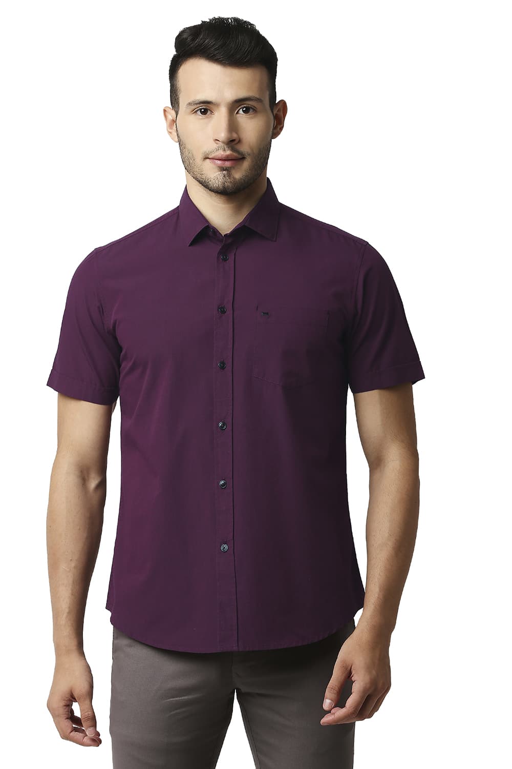 BASICS SLIM FIT FIL-A-FIL HALFSLEEVES SHIRT