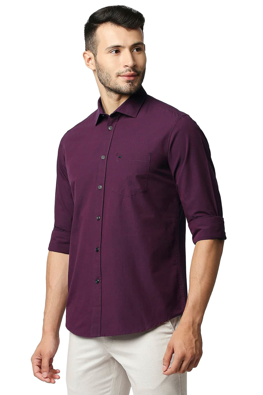 BASICS SLIM FIT PURPLE PASSION FIL-A-FIL SHIRT
