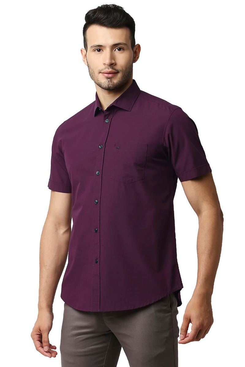 BASICS SLIM FIT FIL-A-FIL HALFSLEEVES SHIRT